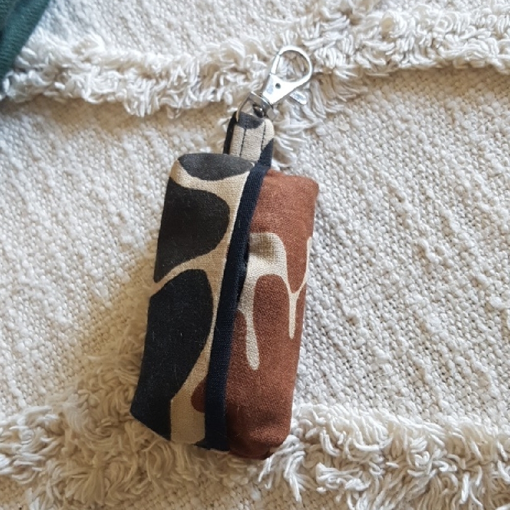 Brown & Black Camo Dog Poo Bag Holder Pouch Zero Waste Handmade